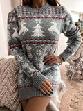 REINDEER ROUND NECK SWEATER DRESS