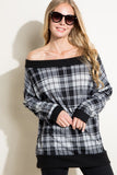 PLAID OFF SHOULDER TOP