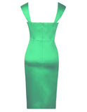 GREEN SATIN MIDI DRESS