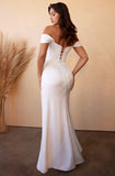 OFF WHITE CORSET OFF SHOULDER SATIN GOWN