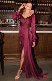 LONG SLEEVE SATIN MAXI GOWN