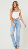 FADED HEM STRAIGHT LEG JEANS