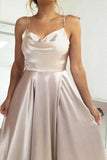 CINDERELLA SAND SATIN TIE STRAP GOWN