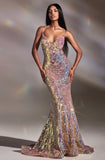 FITTED IRIDESCENT SEQUIN MAXI GOWN