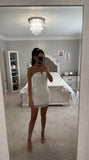 STRAPLESS FRINGE MINI DRESS