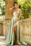 CINDERELLA SAGE SATIN GOWN