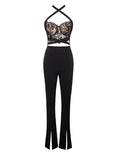 HALTER LACE JUMPSUIT