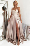 CINDERELLA SAND SATIN TIE STRAP GOWN