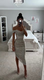 PLATINUM SPARKLY MIDI DRESS