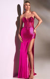 STRAPLESS HOT STONES CORSET GOWN