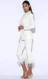 YASMIN SUIT FEATHER TRIM BLAZER