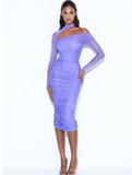 ELLA LONG SLEEVE MESH MIDI DRESS