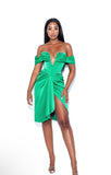 DEEP V GREEN MIDI DRESS