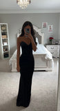 VELVET STRAPLESS FITTED GOWN