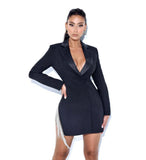 FRINGE DIAMOND BLAZER MINI DRESS