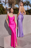 FITTED STRETCH SATIN COWL BACK GOWN