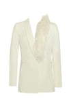 YASMIN SUIT FEATHER TRIM BLAZER