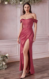 CORSET OFF SHOULDER SATIN GOWN