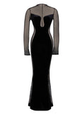 ROBE LONGUE EN MAILLE DE VELOURS NOIR