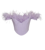 LAVENDER FEATHER TRIM CORSET TOP