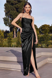 SATIN FITTED KNOT SIDE SLIT GOWN