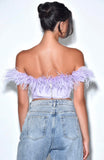 LAVENDER FEATHER TRIM CORSET TOP