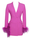 FEATHER CUT OUT BLAZER MINI DRESS