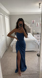 CORSET OFF SHOULDER SATIN GOWN