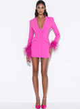 FEATHER CUT OUT BLAZER MINI DRESS