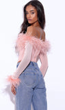 FEATHER CORSET LONG SLEEVE TOP