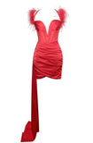 WILMA FEATHER STRAP MINI DRAPED DRESS