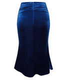 ROYAL BLUE VELVET FLARE SKIRT