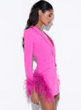 FEATHER CUT OUT BLAZER MINI DRESS