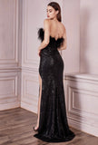 FUR SEQUIN GOWN