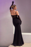 BLACK RHINESTONE DETAIL CUT OUT GOWN