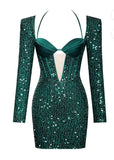 MELINA EMERALD SEQUIN DRESS