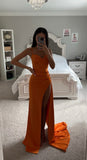 ROBE CORSET DRAPÉE ORANGE