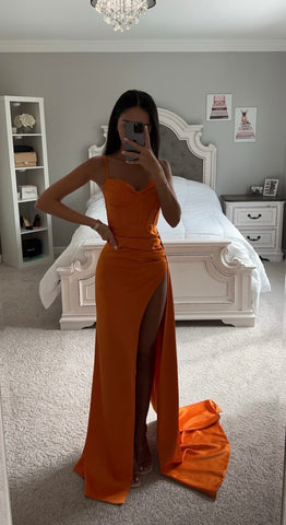 ORANGE DRAPED CORSET GOWN