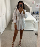 BOYFRIEND BUTTON UP MINI DRESS