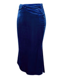 ROYAL BLUE VELVET FLARE SKIRT