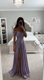 ROBE LIGNE A EN SATIN LAVANDE