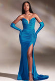 OCEAN BLUE STRAPLESS GLITTER GOWN