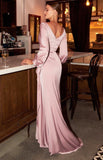 LONG SLEEVE SATIN MAXI GOWN