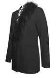 YASMIN SUIT FEATHER TRIM BLAZER