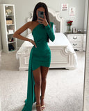 PRINCESS GREEN MINI DRAPED DRESS