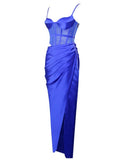 ALLISON CORSET CUTOUT SATIN MAXI DRESS