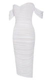 ERIN RUCHED MIDI DRESS