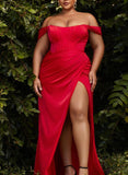 CORSET OFF SHOULDER SATIN GOWN