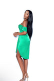 DEEP V GREEN MIDI DRESS