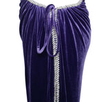 PURPLE ONE SLEEVE CRYSTAL VELVET GOWN